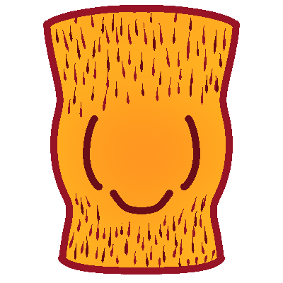 a stylized drawing of a knee with hair.